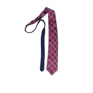 Tommy Hilfiger 100% Silk Tie Mens Red Blue Made in USA Adjustable Neckwear